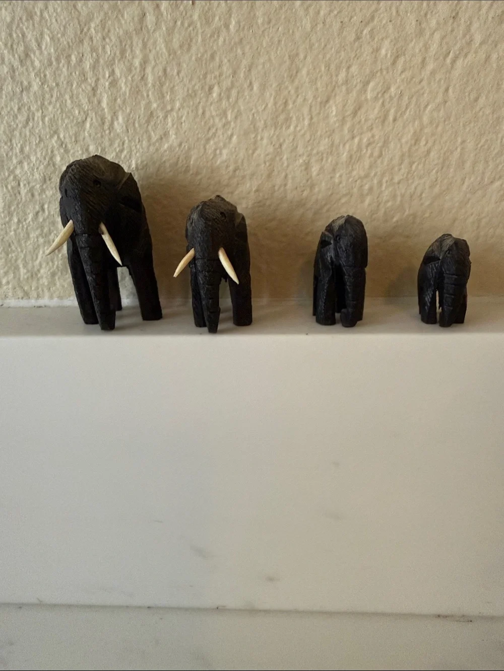Vintage Ebony handcarved Miniature Elephants Set of 4